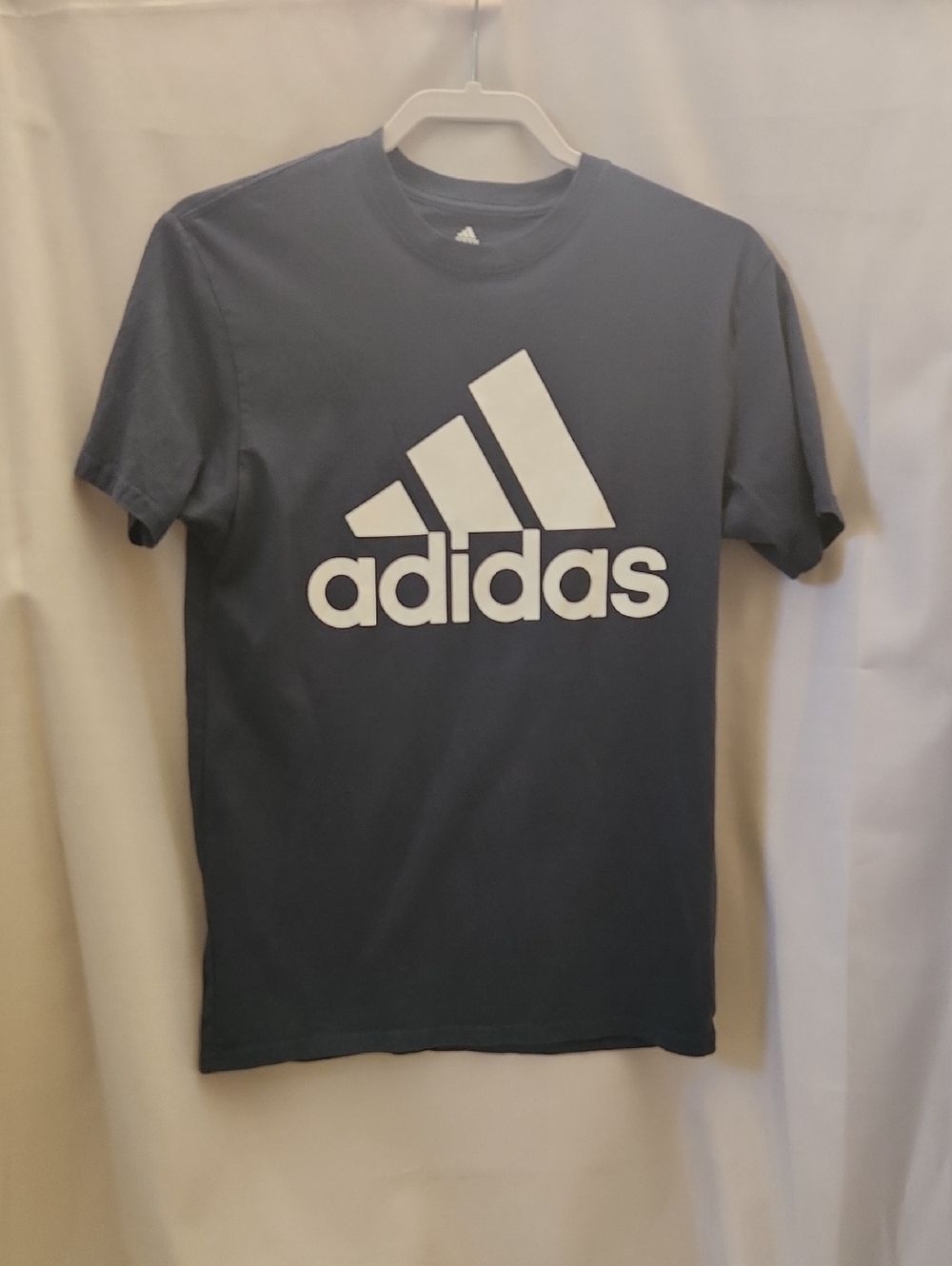 adidas Navy Blue Short Sleeve Logo Tee with White Print